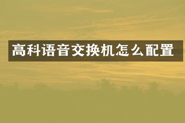 高科语音交换机怎么配置