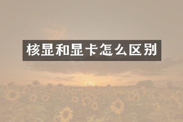 核显和显卡怎么区别