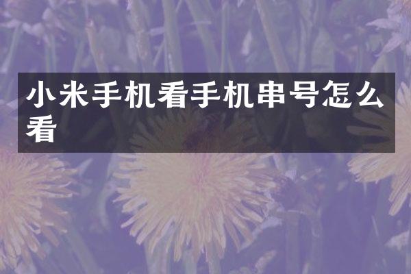 小米手机看手机串号怎么看