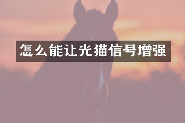 怎么能让光猫信号增强