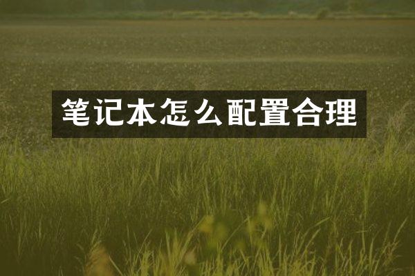 笔记本怎么配置合理