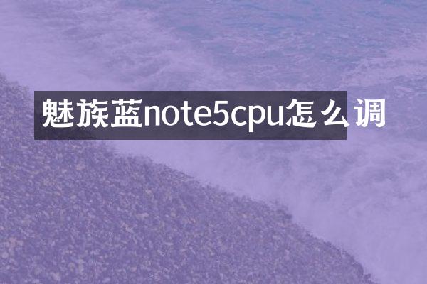 魅族蓝note5cpu怎么调