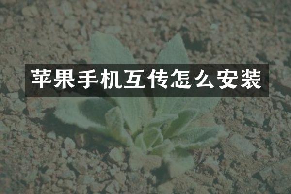 苹果手机互传怎么安装