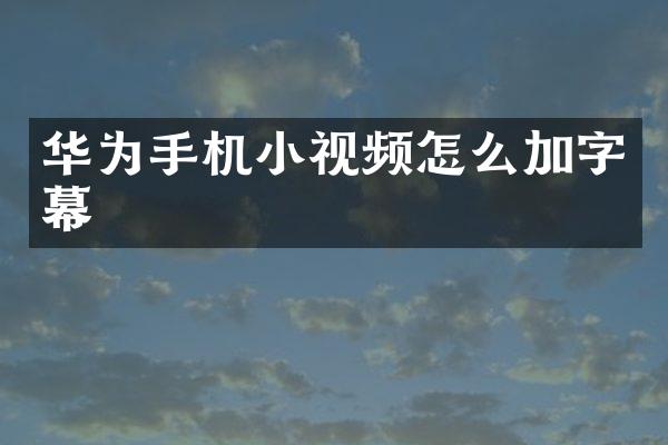 华为手机小视频怎么加字幕