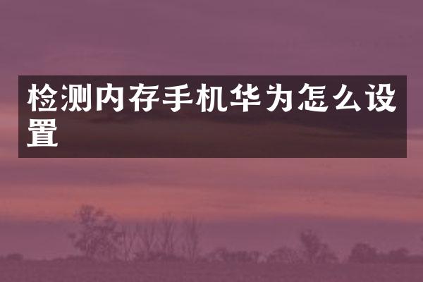 检测内存手机华为怎么设置