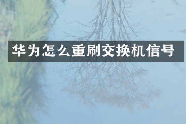 华为怎么重刷交换机信号