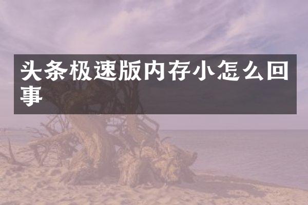 头条极速版内存小怎么回事