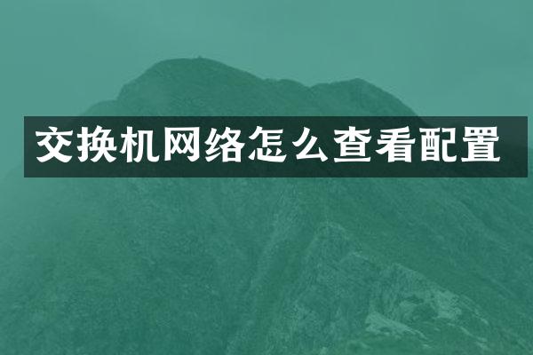 交换机网络怎么查看配置