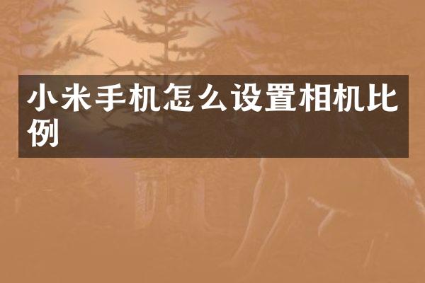 小米手机怎么设置相机比例