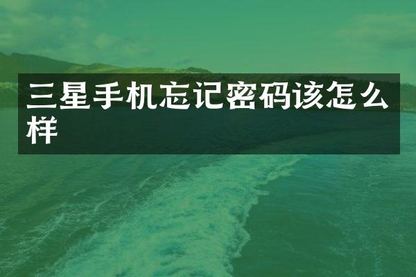 三星手机忘记密码该怎么样