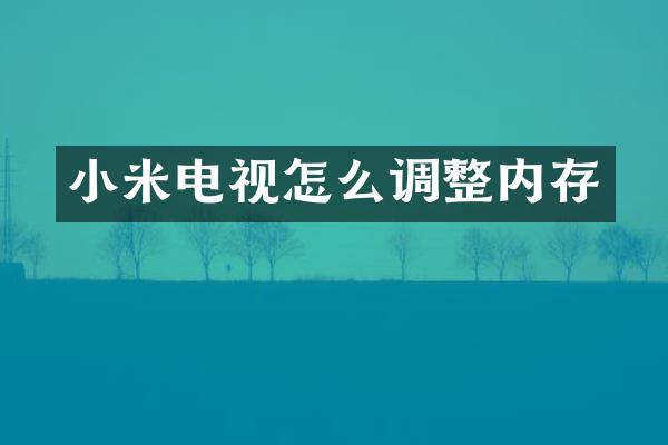 小米电视怎么调整内存