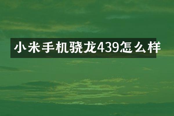 小米手机骁龙439怎么样