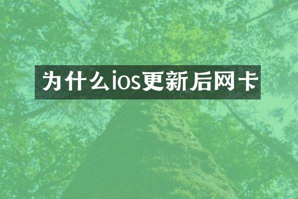 为什么ios更新后网卡