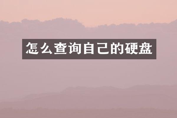 怎么查询自己的硬盘