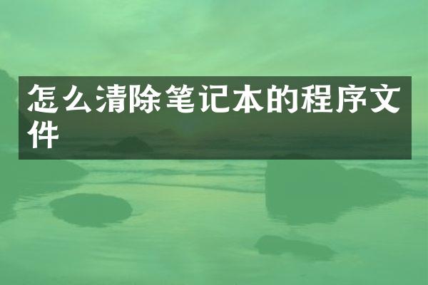 怎么清除笔记本的程序文件