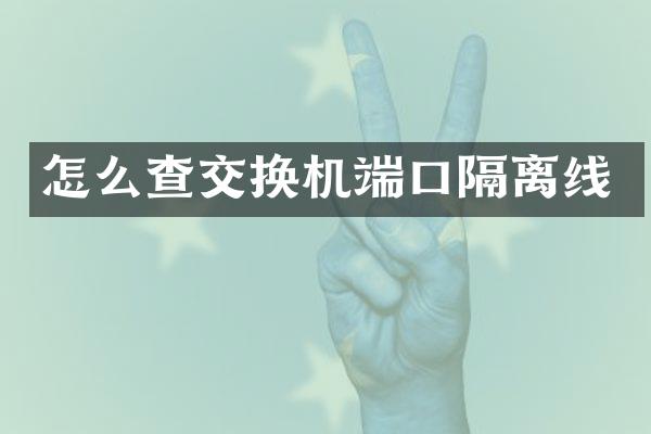 怎么查交换机端口隔离线