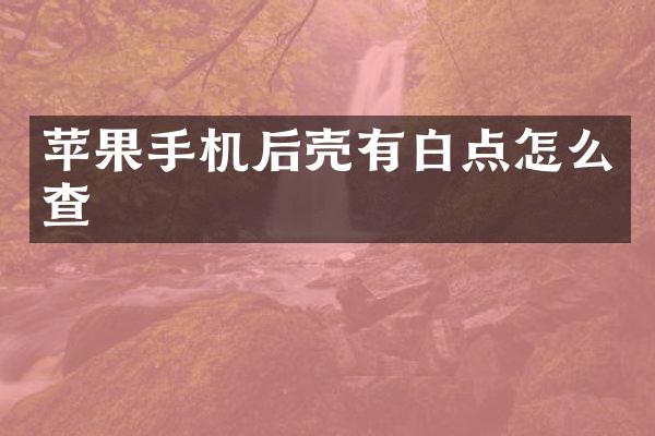 苹果手机后壳有白点怎么查