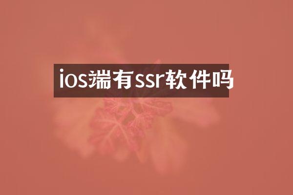 ios端有ssr软件吗