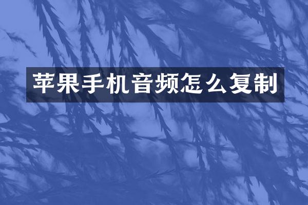 苹果手机音频怎么复制