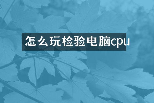 怎么玩检验电脑cpu