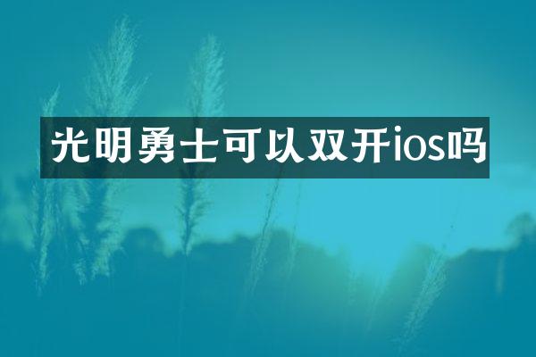 光明勇士可以双开ios吗