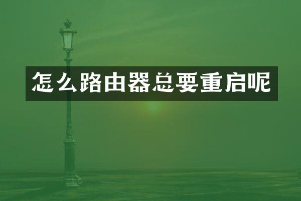 怎么路由器总要重启呢