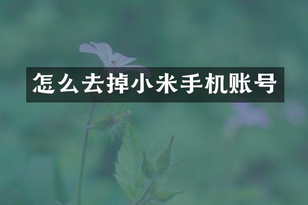 怎么去掉小米手机账号
