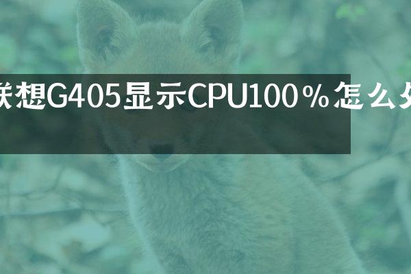 联想G405显示CPU100%怎么处理