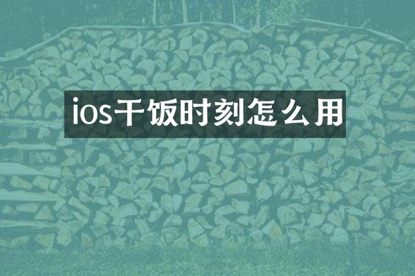 ios干饭时刻怎么用