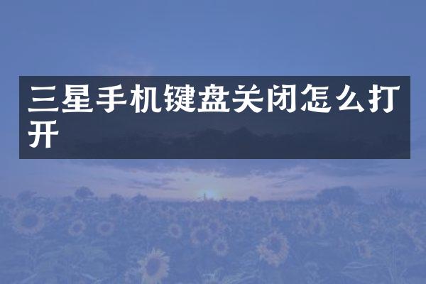 三星手机键盘关闭怎么打开