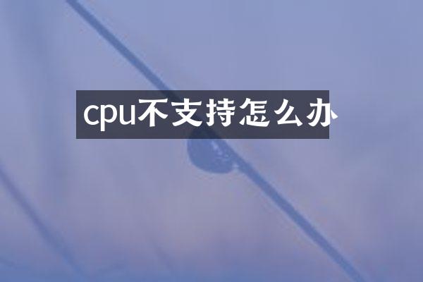 cpu不支持怎么办