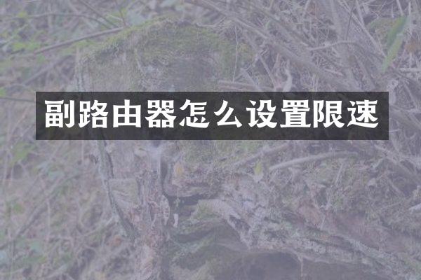 副路由器怎么设置限速