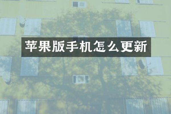 苹果版手机怎么更新