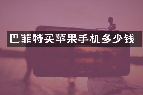 巴菲特买苹果手机多少钱