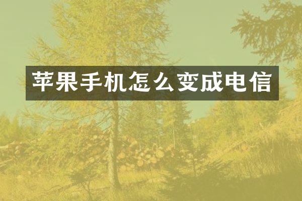 苹果手机怎么变成电信