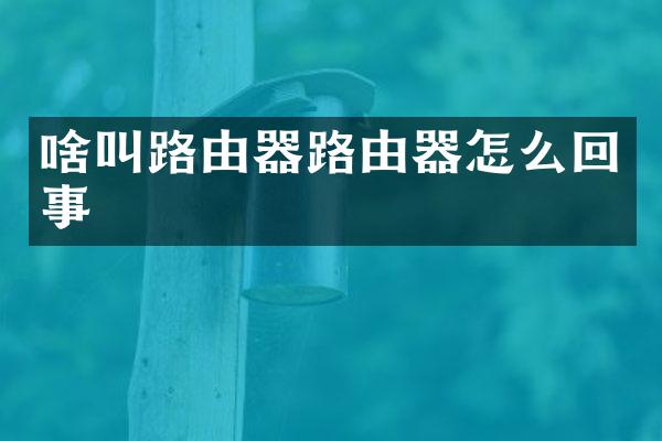 啥叫路由器路由器怎么回事