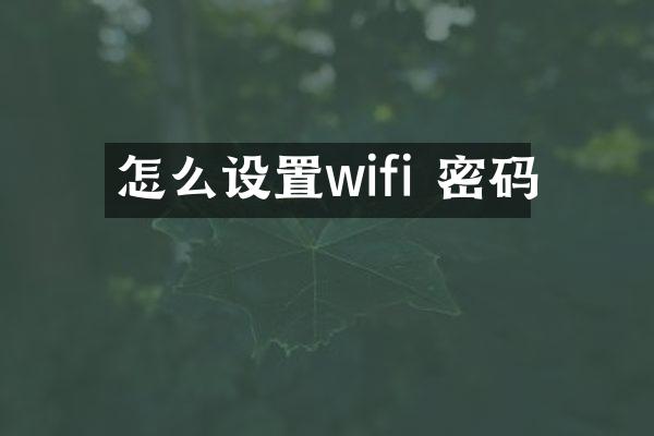 怎么设置wifi 密码