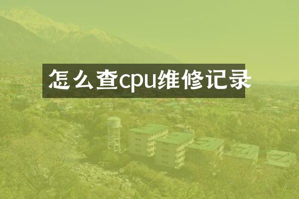怎么查cpu维修记录