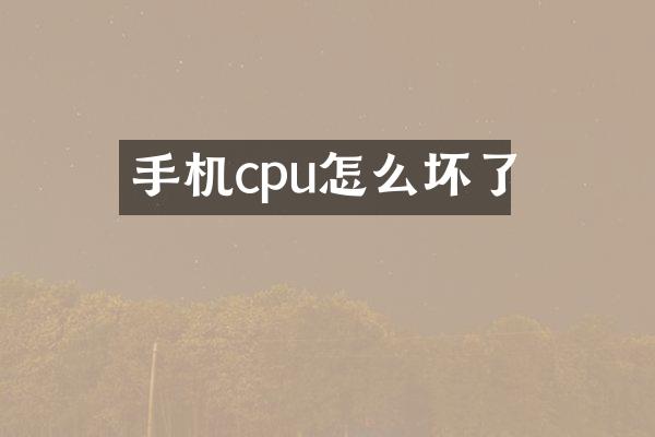 手机cpu怎么坏了
