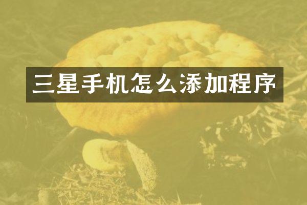 三星手机怎么添加程序