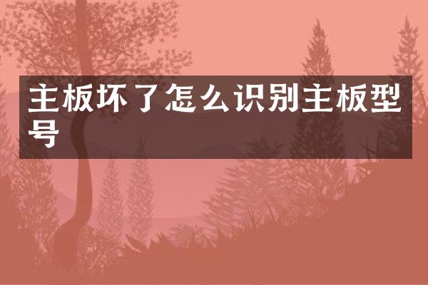 主板坏了怎么识别主板型号