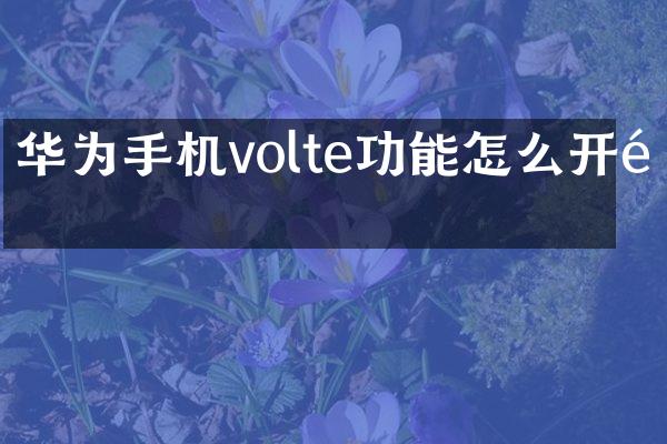 华为手机volte功能怎么开通