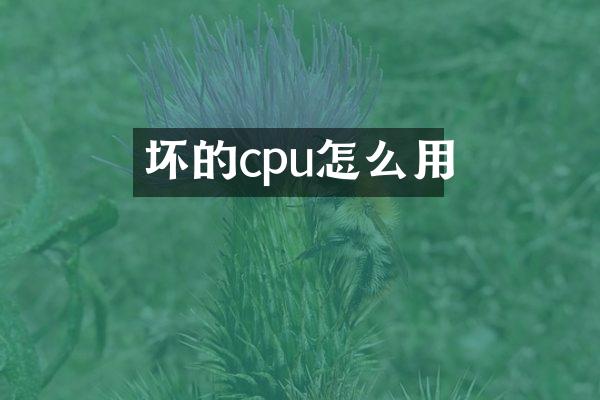 坏的cpu怎么用