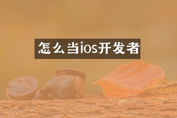 怎么当ios开发者