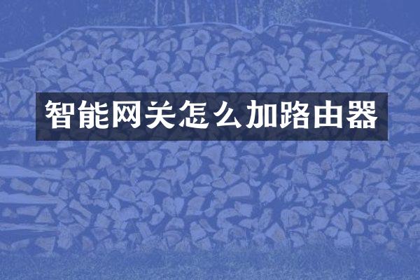 智能网关怎么加路由器
