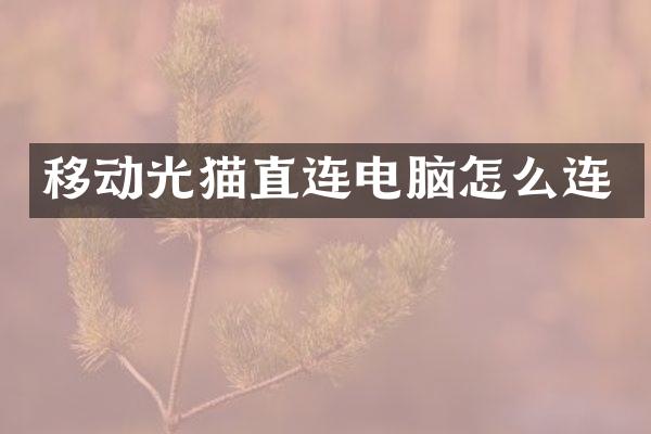 移动光猫直连电脑怎么连