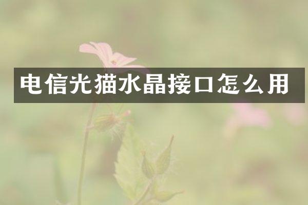 电信光猫水晶接口怎么用