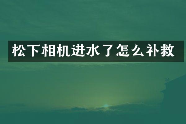 相机进水了怎么补救
