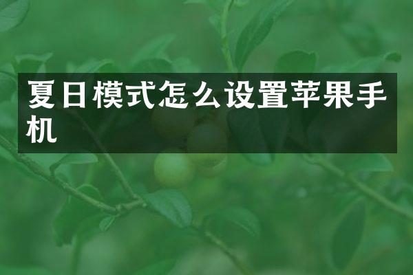 夏日模式怎么设置苹果手机
