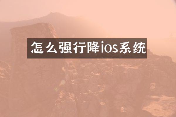 怎么强行降ios系统